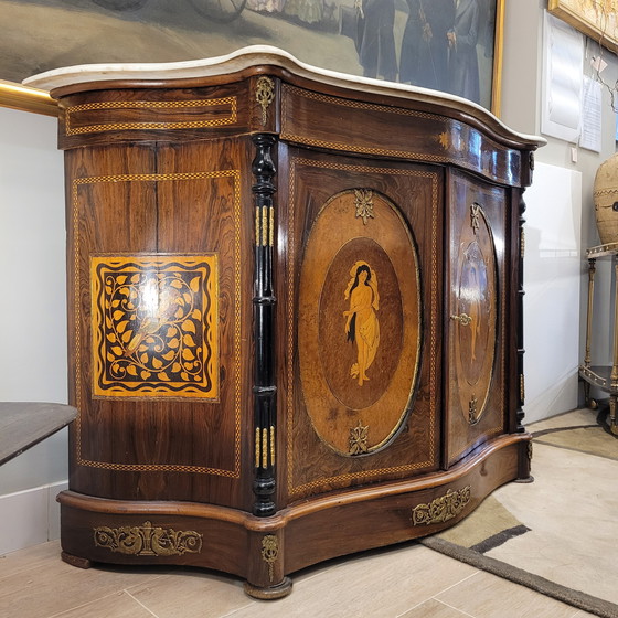 Image 1 of Mueble Entredós / Buffet / Credenza Escuela Catalana, Mármol Y Marquetería, S. Xx – Cataluña