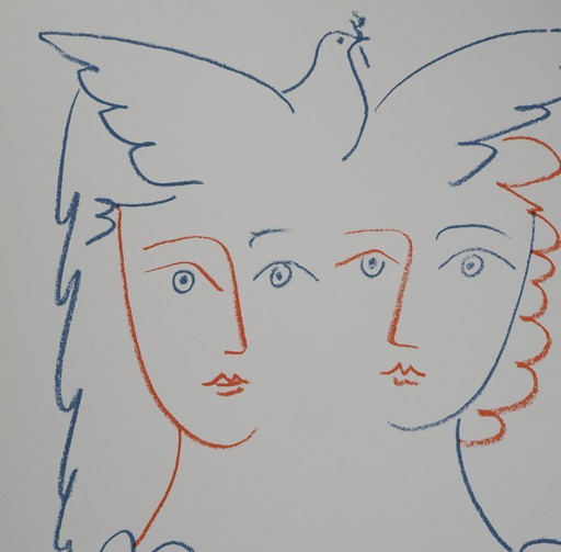 Pablo Picasso: Couple with Dove, Signed Lithograph – lithos zeefdrukken, Paper (photo 2 of 6)