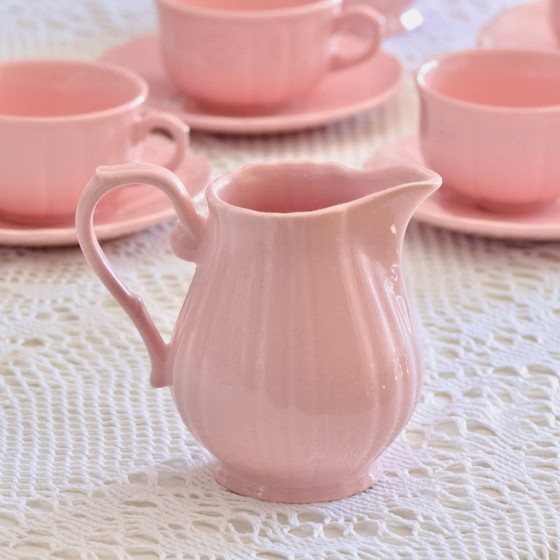 Image 1 of Antique pink coffee service signed Salins-les-Bains