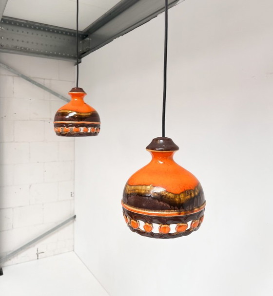 Image 1 of Set van 2 Keramieken Plafondlampen van PAN Leuchten, 1970's