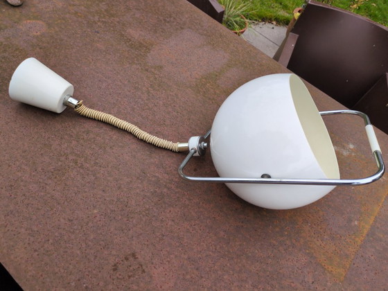 Image 1 of Retro Metal Pendant Lamp White and Chrome