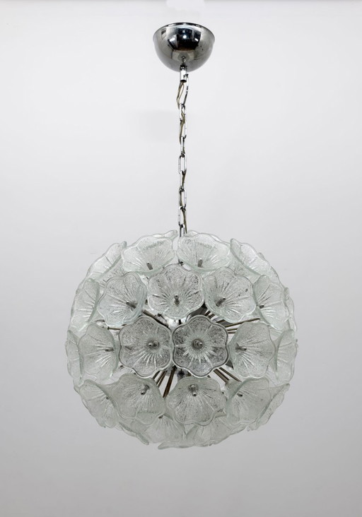 Sputnik Murano Glass Flowers Chandelier Venini Style Italy, 1960s