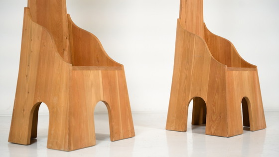 Image 1 of Pair Of Fratina Chairs By Mario Ceroli For Mobili Nella Valle For Poltronova, Italy 1972