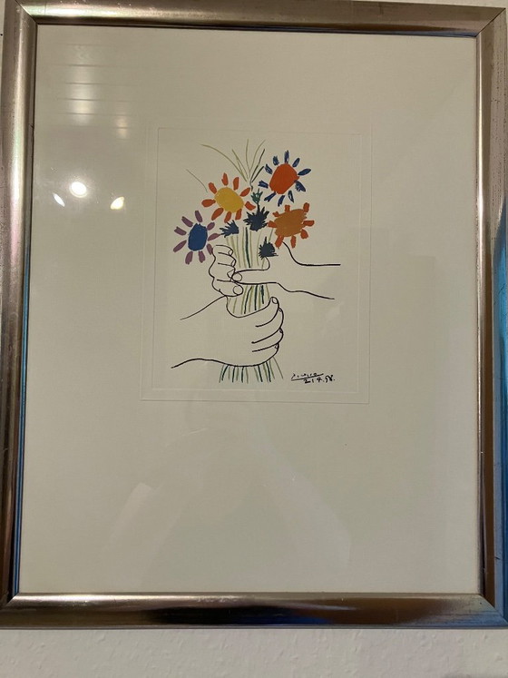 Quadro incorniciato di Pablo Picasso! Mani con bouquet! Passepartout! Stampa in rilievo! Galleria (photo 4 of 7)