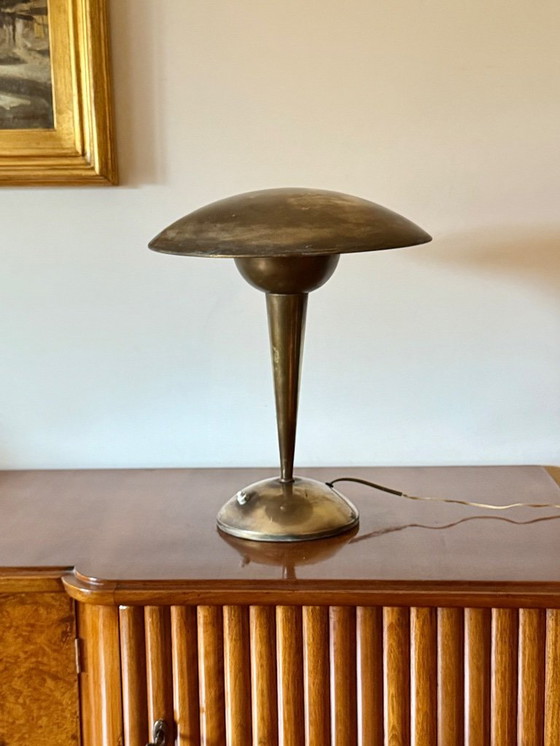 Image 1 of Verstelbare tafellamp van messing uit het midden van de vorige eeuw, Italië circa 1950