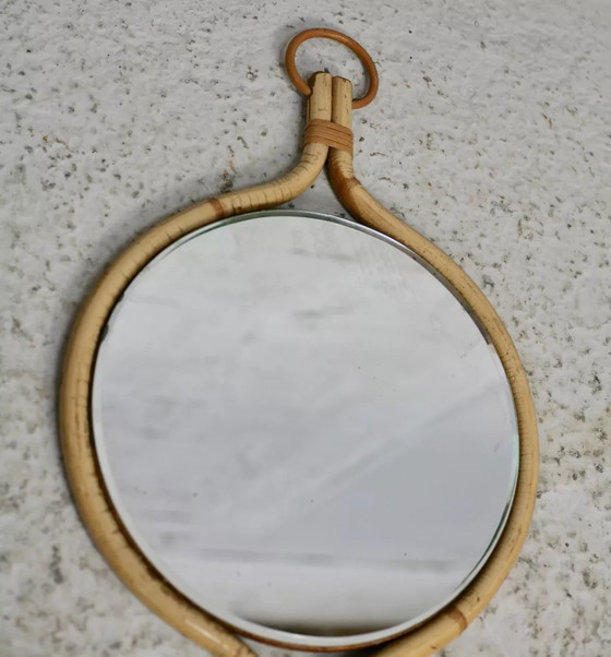 Image 1 of Espejo de ratán al estilo de Louis Sognot