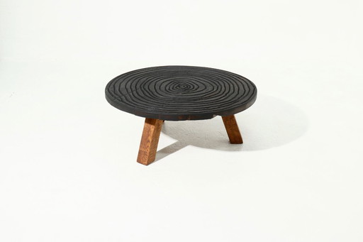 Vintage Artisan Round Tripod Coffee Table 1960s