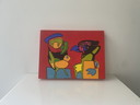 Abstract colorful acrylic painting on canvas | COBRA style | 40 x 30 cm