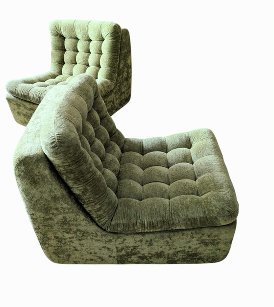 Vintage, Retro set di 2 divani modulari lounge. – Velluto (photo 2 of 13)
