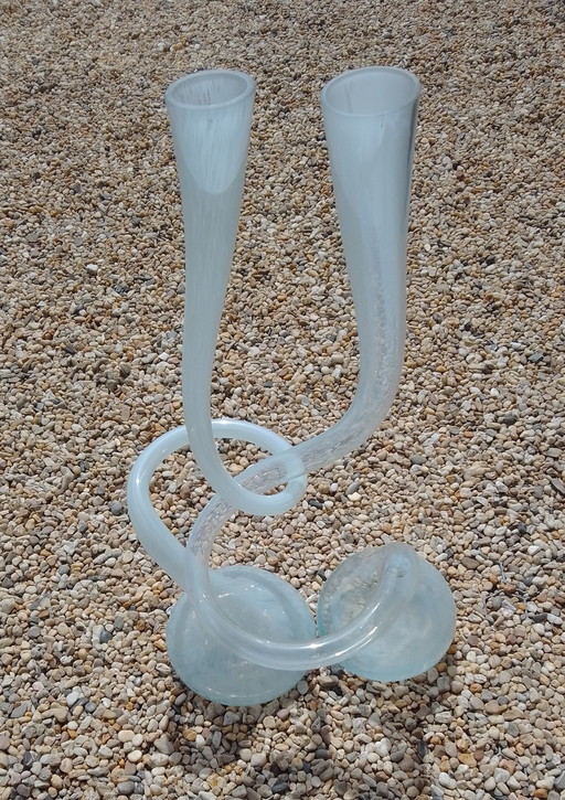 A beautiful couple, 2 mouth-blown glass sculptures