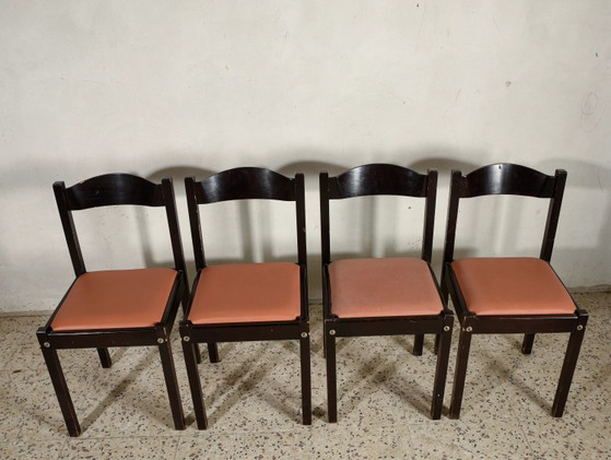Set di 4 sedie da pranzo di design italiano 1980 – Legno, Retro (photo 2 of 10)