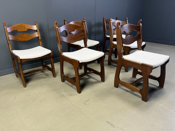 Image 1 of Vintage brutalistische eetkamerstoelen, set van 6 - jaren 60