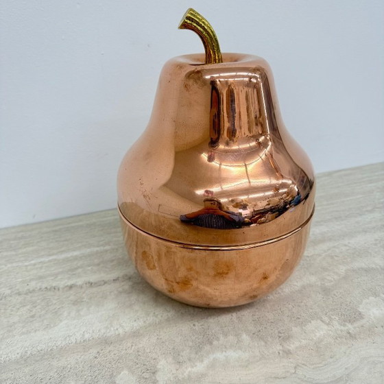 Image 1 of Secchiello per il ghiaccio vintage Raymor a forma di pera, in rame, per champagne e vino, Italia, anni '70.