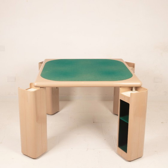 Pierluigi Molinari Lacquered Wood and Green Felt Game Table for Pozzi 1970, Dining tables, Beige (photo 4 of 21)