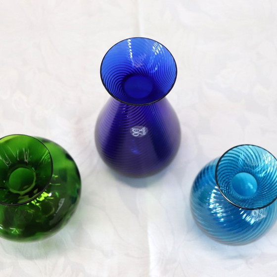 Image 1 of Small Murano Glass Vase Signed Venini 2012 with Original Label, set of 3