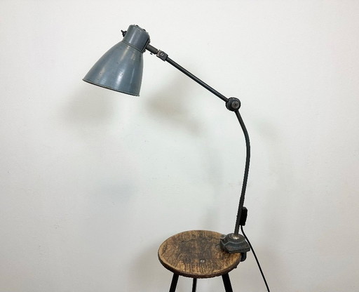 Large Grey Industrial Workshop Table Lamp, 1960s