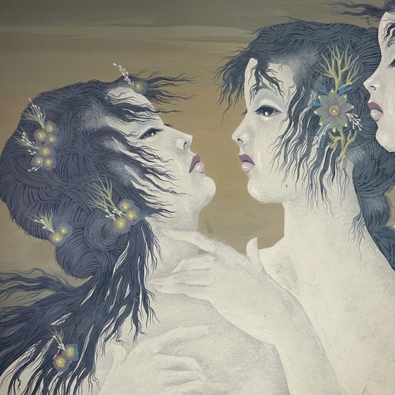 Denyse Willem, El Secreto 3 Mujeres Desnudas / Ninfas, años 70, Acuarela – Pinturas y dibujos, Paper (photo 3 of 16)