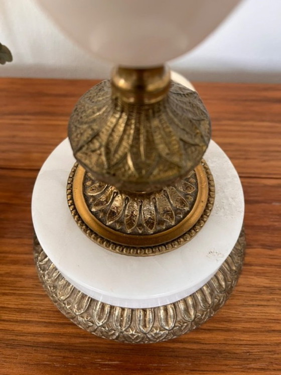Image 1 of Lampada da tavolo vintage in onice e ottone.
