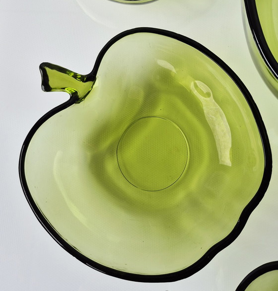 Image 1 of Salatschüssel Set Schale Apfel grün 9-teilig 70er Jahre
