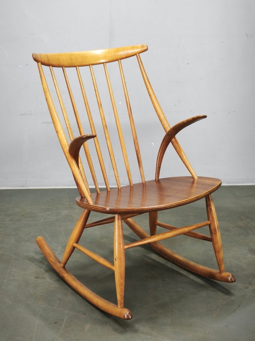 Illum Wikkelsø Danish Modern Rocking Chair by Niels Eilersen, 1960s