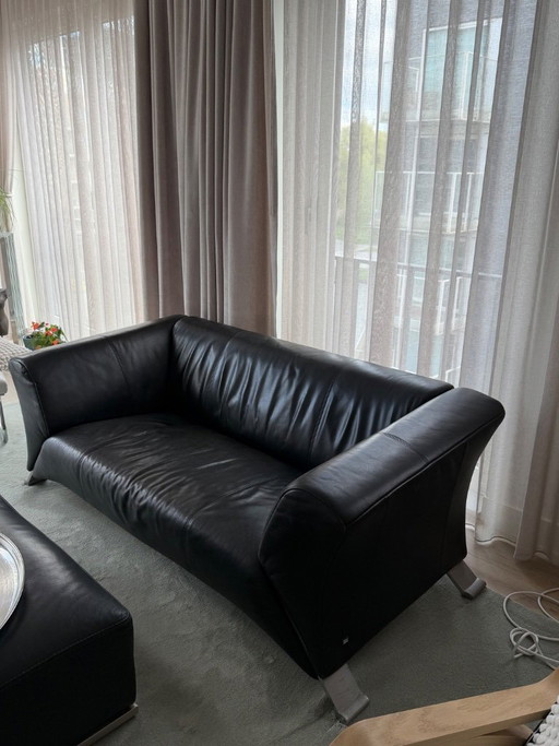 Black Leather 2.5 Seat Sofa by Rolf Benz