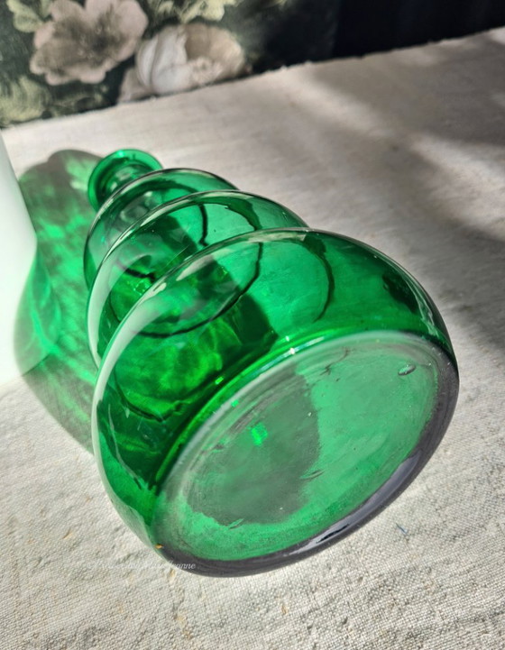 Image 1 of Vaso verde di Edvin Oller ca. 1940 per Limmareds Glasbruk Svezia.