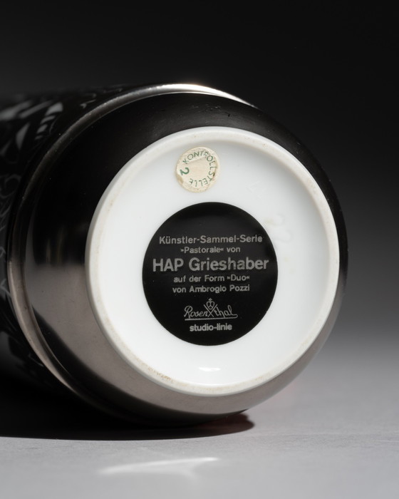 Image 1 of Artist HAP Grieshaber x Rosenthal “Pastorale” Vase Form “Duo” by Ambrogio Pozzi