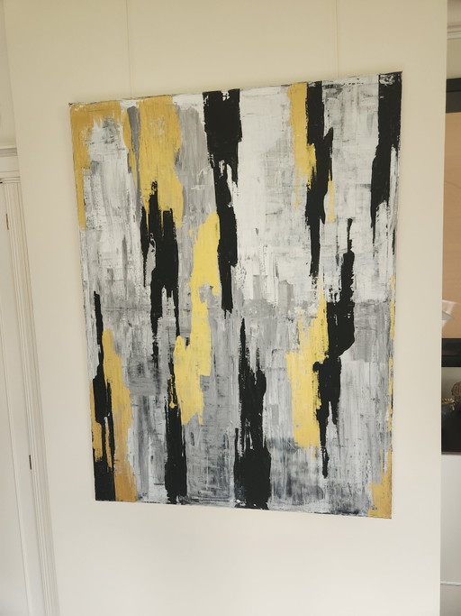 Beautiful Large Abstract Painting 'Black is Gold Nº5' – Ararat (2022) - Incl. Certificate