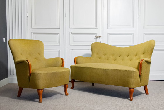 Image 1 of 1940s Sofa and Lounge Chair Set