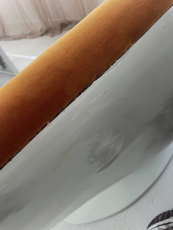 Image 1 of Space Age fiberglass sofa upholstered in orange velvet