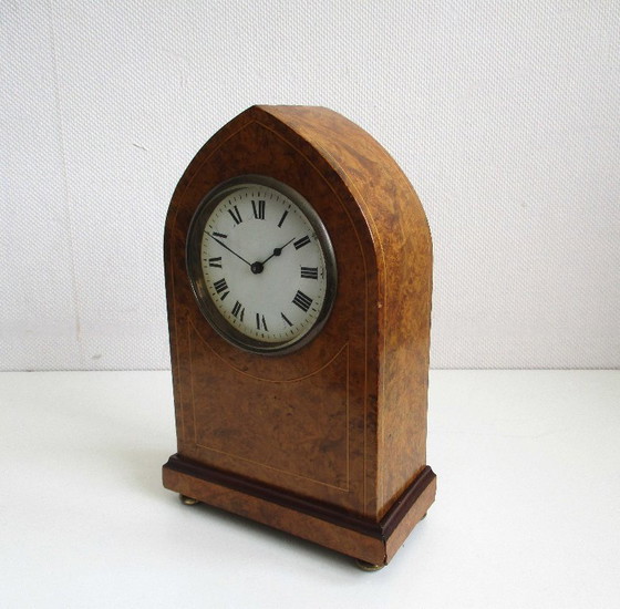 Image 1 of Art Deco burr walnut table clock