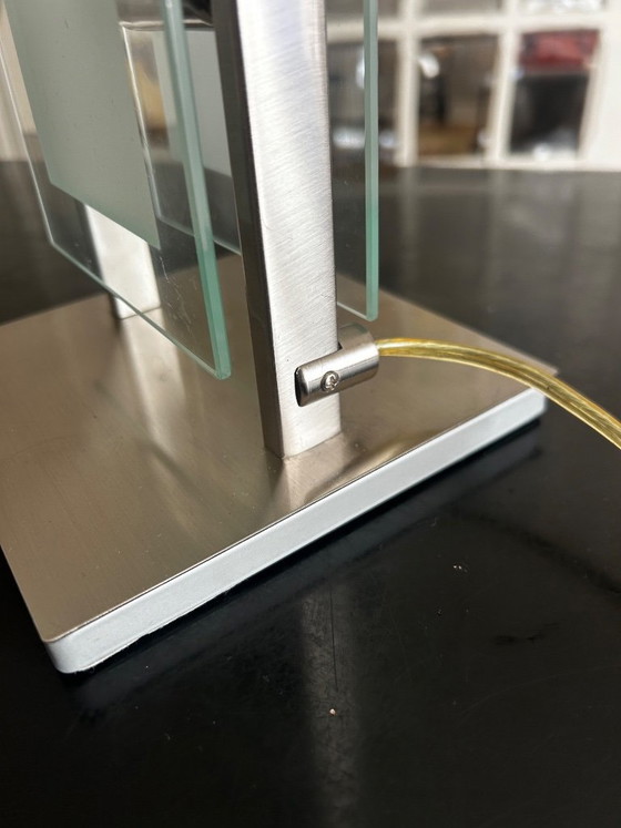 Chrome-plated metal and glass lamp, 1990 – Table lamps (photo 11 of 12)