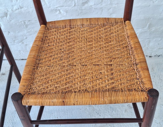 Image 1 of Set of 4 Teak Dining Chairs with Patinated Cane Seats and Backs after Gio Ponti, Italy 1950s