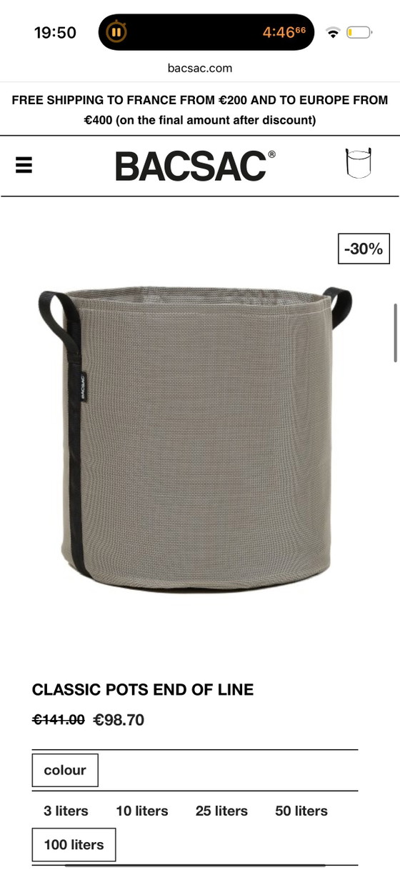 Image 1 of Bolsa para plantas Bacsac de 100 litros