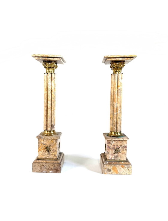 Set aus 2 Marmor- & vergoldeten Bronze-Säulen, 1930er Jahre (photo 10 of 10)