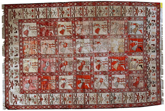 Image 1 of Handmade vintage Persian Sumak silk kilim 4.1' x 6' (125cm x 183cm) 1960s - 1C483