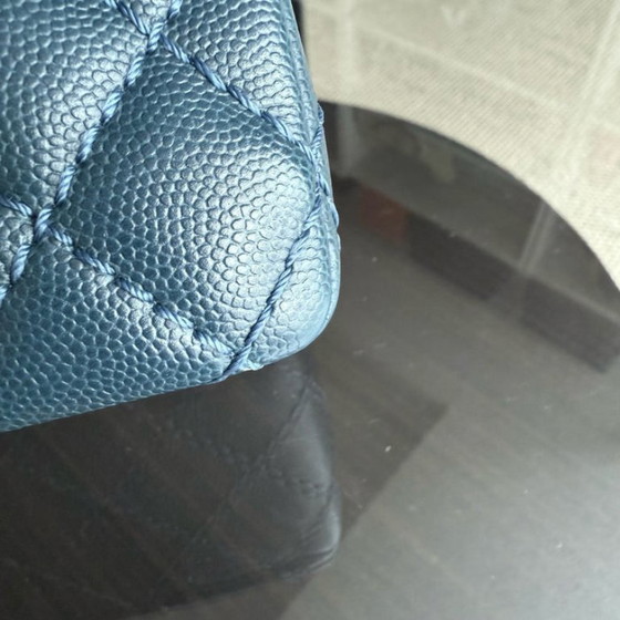 Image 1 of Chanel Classic Flap Medium - Caviar 25CM Quilted Dark Blue Silver Hardware Series 23