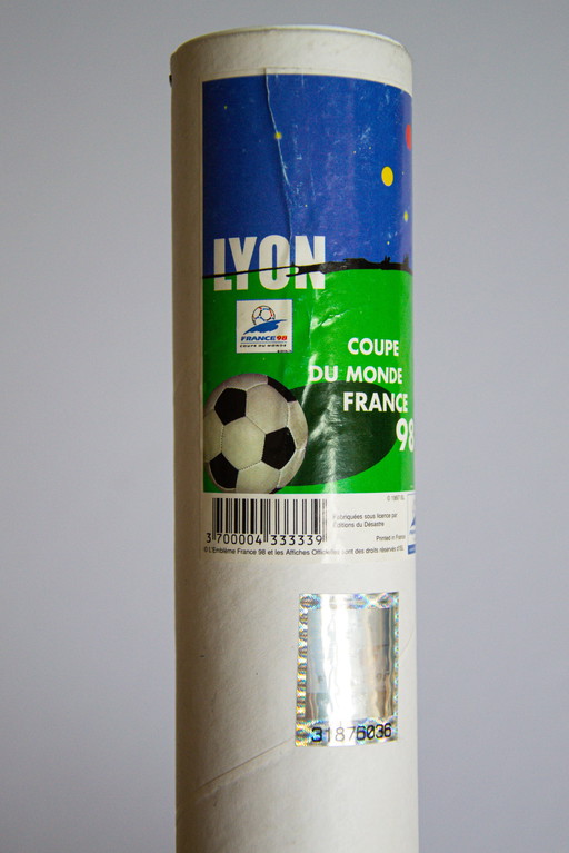 Original Vintage Poster World Cup 98 France Lyon / 70 x 50 cm / With Original Packaging