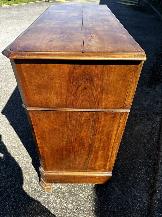Image 1 of Antieke secretaire met klapdeur van notenhout - periode Lodewijk Philippe