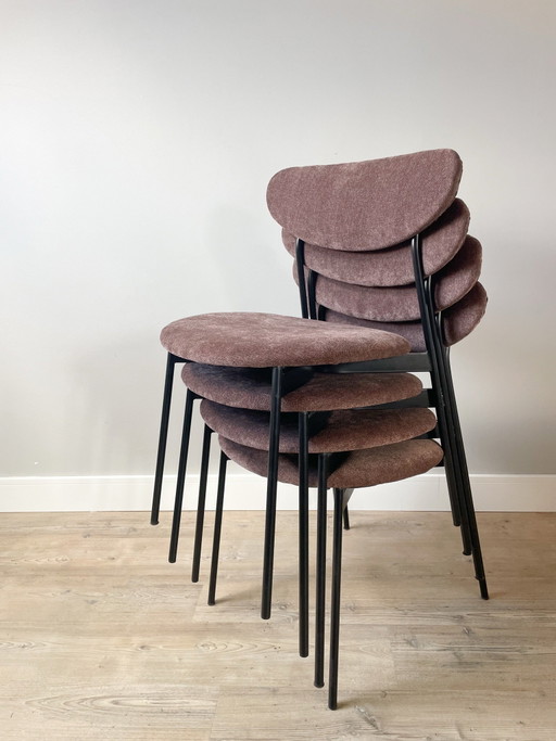 Stackable chairs | newly reupholstered | brown chenille