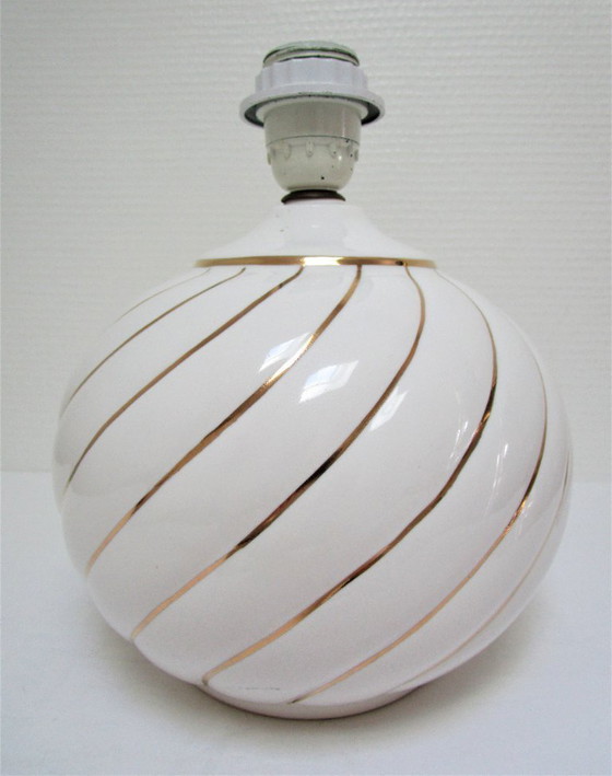 Image 1 of white and gold ceramic lamp by DLG Tommaso Barbie