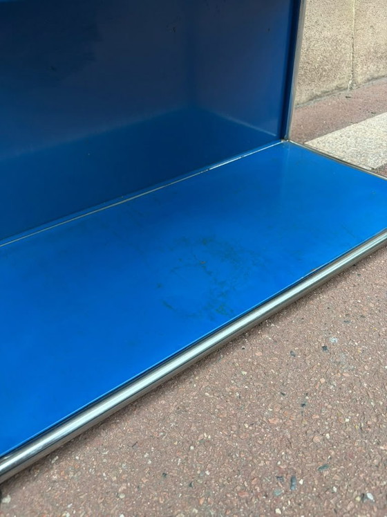 USM Haller Gentiaanblauw 1e Generatie Boekenkast, Boekenkasten, Metaal, Modern (foto 6 van 13)