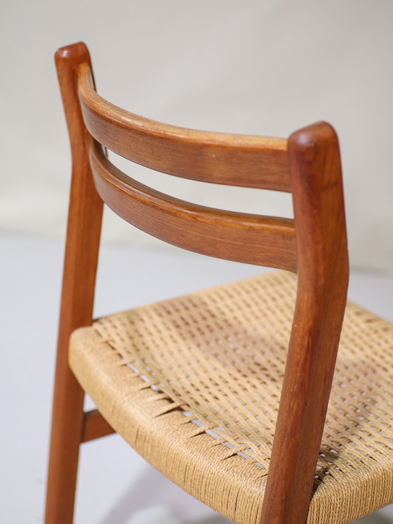 Image 1 of 4x Chaises de salle à manger Papercord Teck Danois Vintage