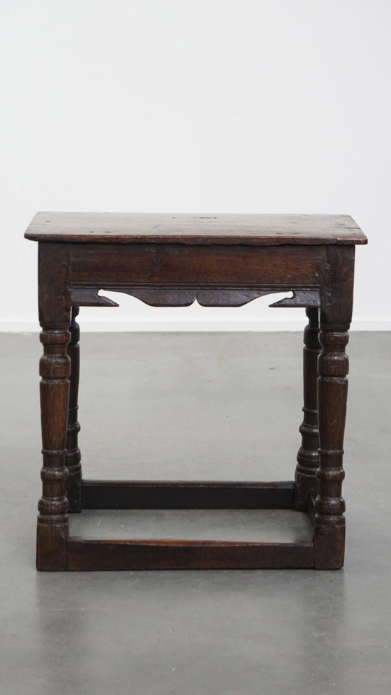 Image 1 of Antique English oak joint stool/ stool/ side table from the 17th century