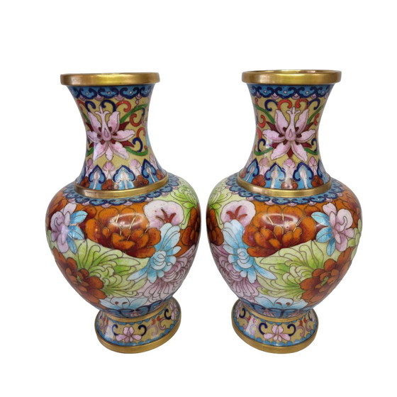 Image 1 of Vintage set Cloisonné vazen