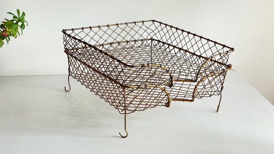 Image 1 of Cestini impilabili in filo di ottone francese vintage