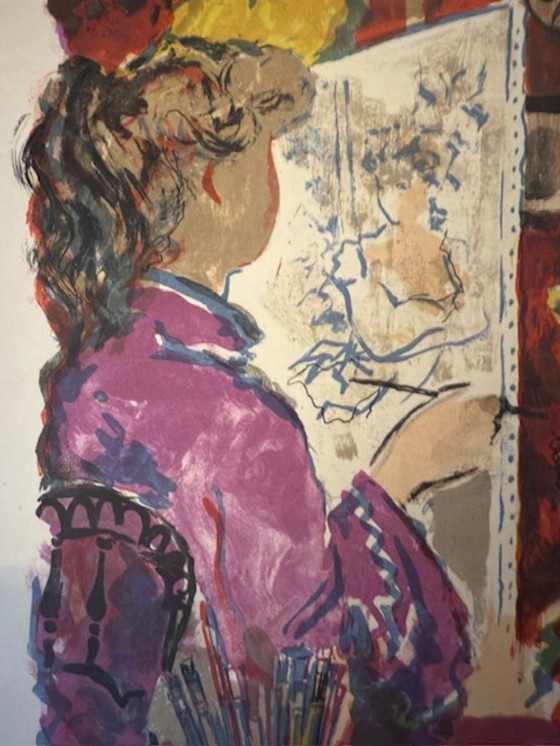 Image 1 of Litografia di Emilio Grau Sala - Pittore e la sua modella