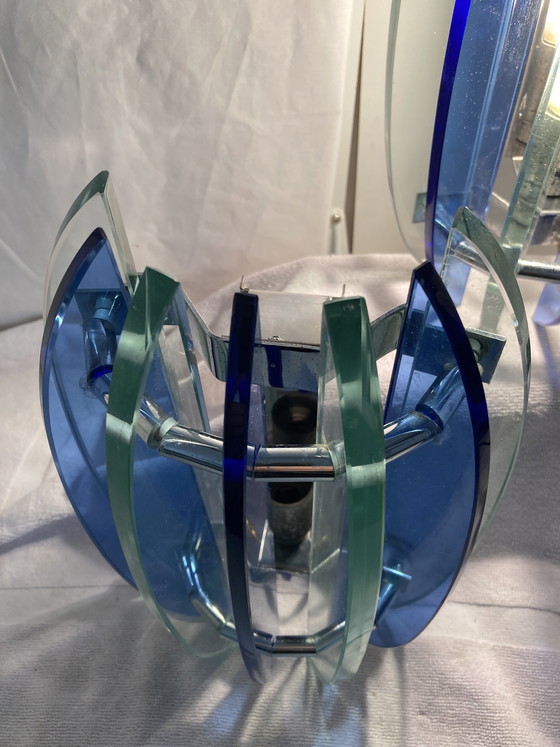 Image 1 of 2 applique da parete di VECA in vetro colorato e metallo