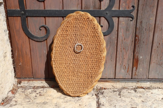 Image 1 of Vintage Oval Rope Mirror by Audoux & Minet, 1950