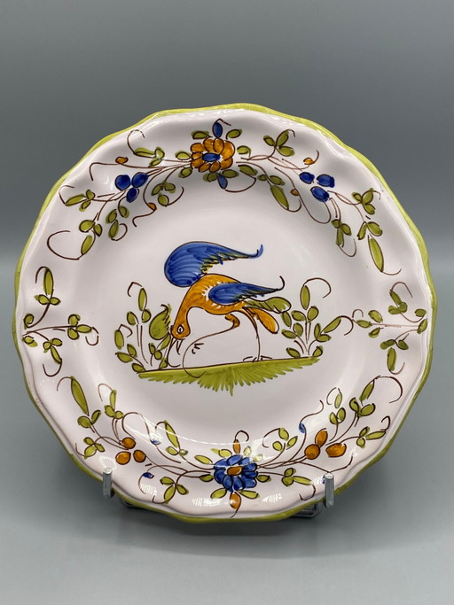 Piatto in maiolica Martres-Tolosane – Matet France – Uccello policromo – decoratieve objecten